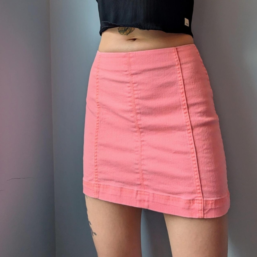 Pink Denim Mini Skirt
